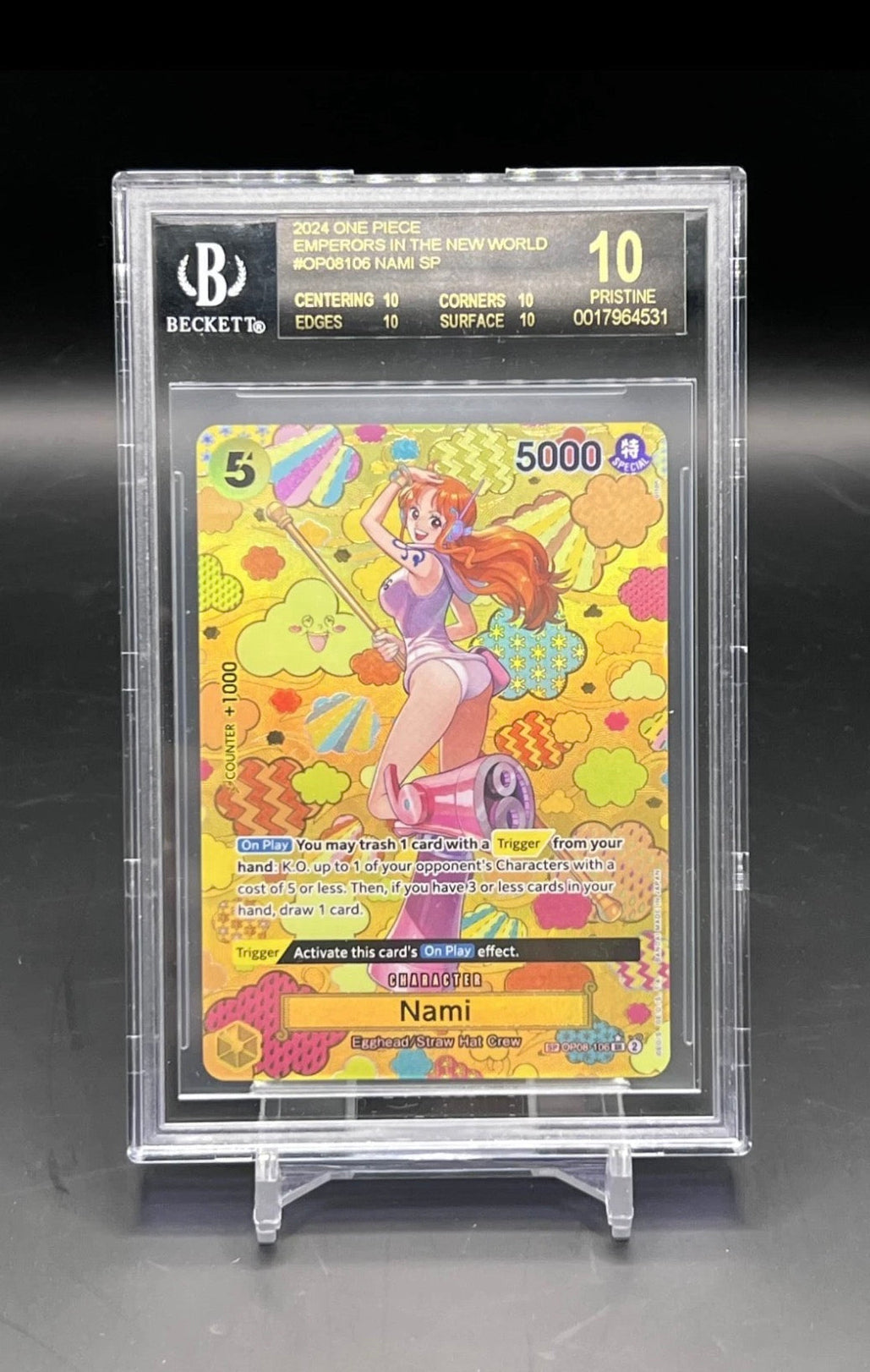 BGS Black Label Pristine 10 One Piece Nami SP OP08-106 Emperors in the New World